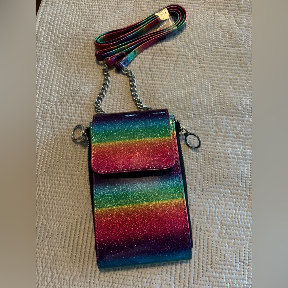 No Brand- Cross Body Wallet-Snap for opening- Rainbow Metallic Colors-NWOT